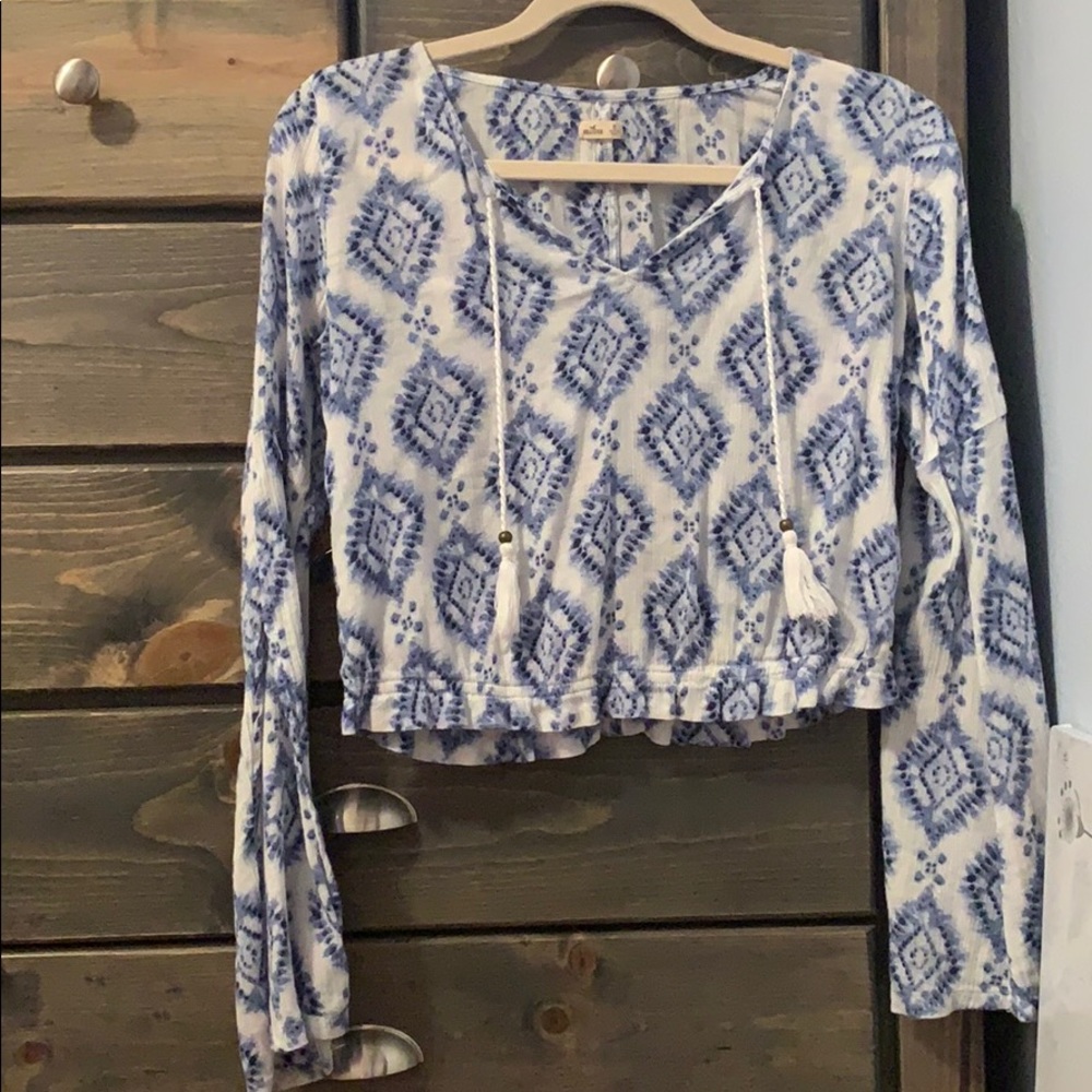 Hollister Blue and White long sleeve shirt